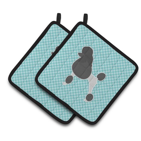 Carolines Treasures Poodle Checkerboard Blue Pair of Pot Holders BB3739PTHD